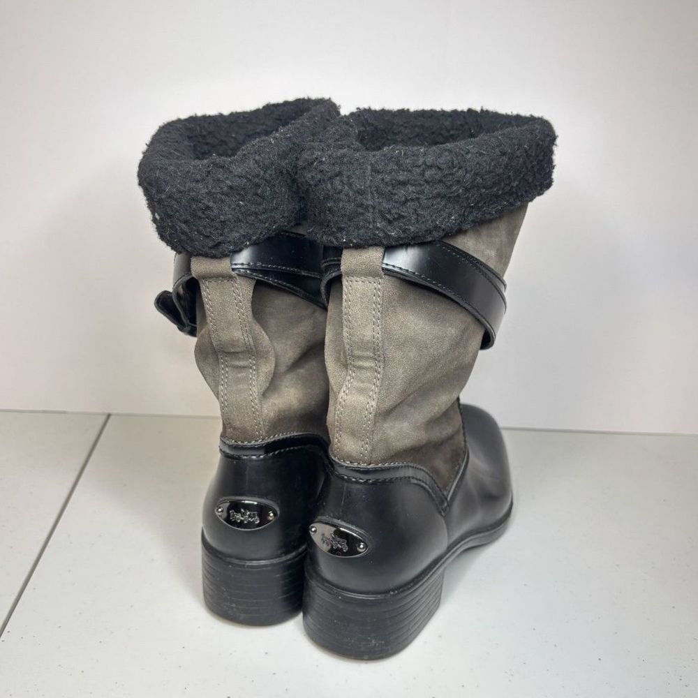 Coach Zena New York Faux Fur Suede Leather Insulated Boots Womens Buckle Lux - Picture 3 of 6